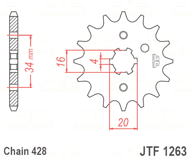 Front Sprocket Fit Yamaha TT 225 86-87 JT 12/428 JTF1263.12 16/20mm 1pc